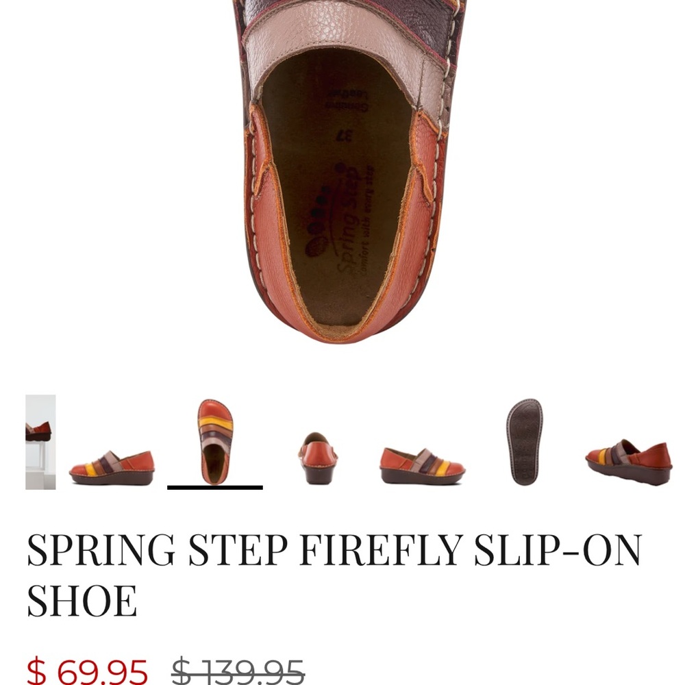 Spring Step Moccasins Red and Brown Leather Slip-On
